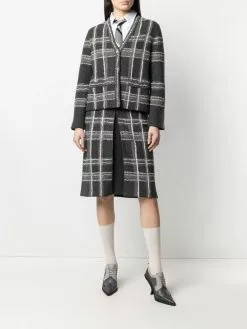 Thom Browne check pattern knitted cardigan