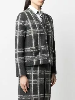Thom Browne check pattern knitted cardigan