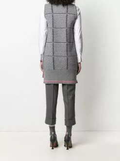 Thom Browne sleeveless checked cardi-coat