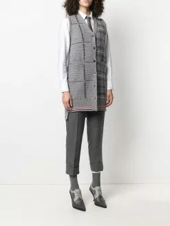 Thom Browne sleeveless checked cardi-coat