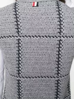 Thom Browne sleeveless checked cardi-coat