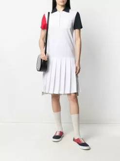Thom Browne colour-block pleated polo dress