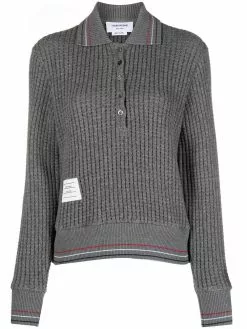 Thom Browne waffle-knit polo jumper