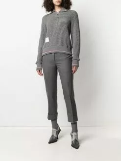 Thom Browne waffle-knit polo jumper