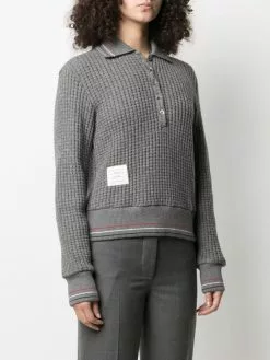 Thom Browne waffle-knit polo jumper