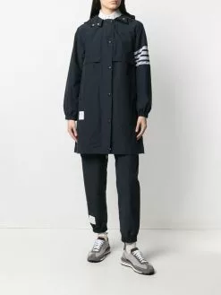 Thom Browne 4-Bar Stripe hooded raincoat