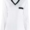 Thom Browne grosgrain trim V-neck blouse