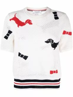 Thom Browne Hector-icon mesh T-shirt