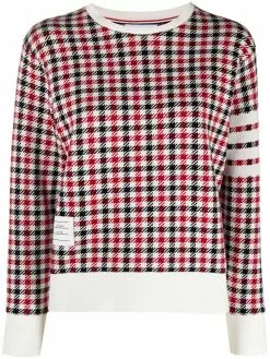Thom Browne 4-Bar stripe checked sweatshirt