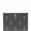 Thom Browne stick figure-print clutch bag