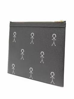 Thom Browne stick figure-print clutch bag