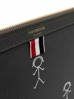 Thom Browne stick figure-print clutch bag