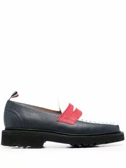 Thom Browne contrast panel pebbled loafers