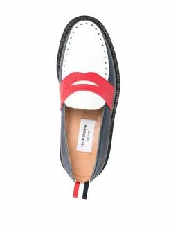 Thom Browne contrast panel pebbled loafers