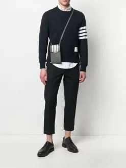 Thom Browne four-bar stripe phone bag