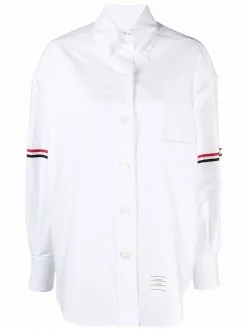 Thom Browne button-collar grosgrain armband shirt