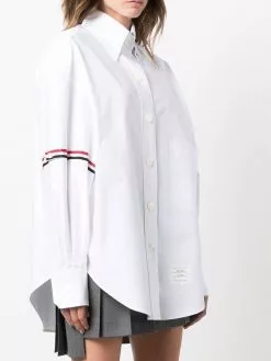 Thom Browne button-collar grosgrain armband shirt