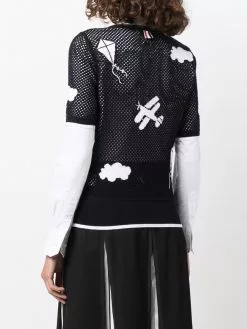 Thom Browne Sky Icons mesh T-shirt