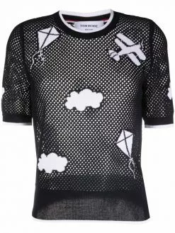 Thom Browne Sky Icons mesh T-shirt