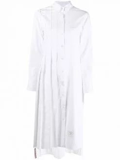 Thom Browne long-sleeve pleated shirtdress