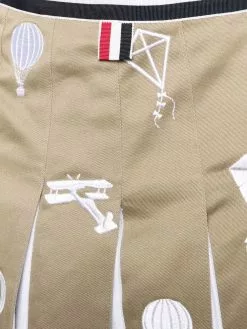 Thom Browne Sky Icons-embroidered pleated skirt