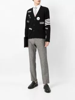 Thom Browne 4-Bar patch-detail cardigan