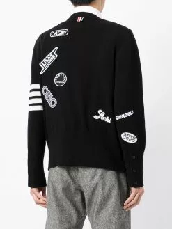 Thom Browne 4-Bar patch-detail cardigan