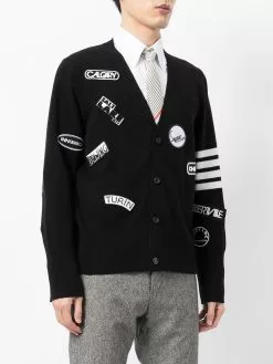 Thom Browne 4-Bar patch-detail cardigan
