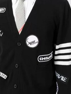 Thom Browne 4-Bar patch-detail cardigan