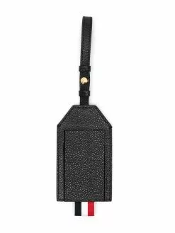 Thom Browne logo lettering leather travel hangtag