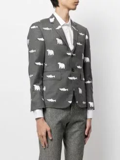 Thom Browne animal-print wool blazer