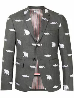Thom Browne animal-print wool blazer