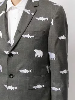 Thom Browne animal-print wool blazer