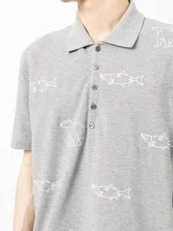 Thom Browne bear fish embroidered polo shirt