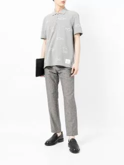 Thom Browne bear fish embroidered polo shirt