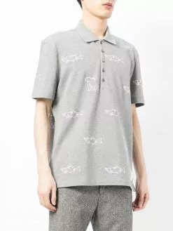 Thom Browne bear fish embroidered polo shirt