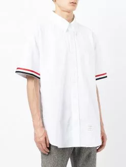 Thom Browne grosgrain-trim short-sleeve shirt
