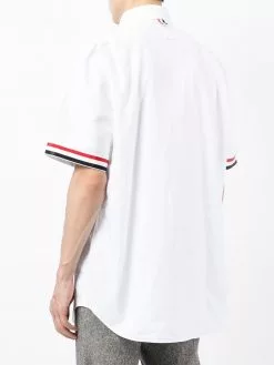 Thom Browne grosgrain-trim short-sleeve shirt