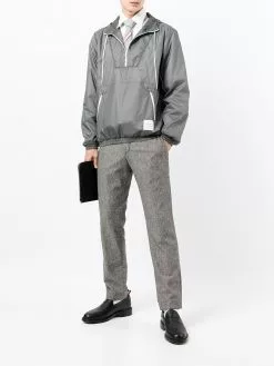 Thom Browne logo-patch zip-up hoodie