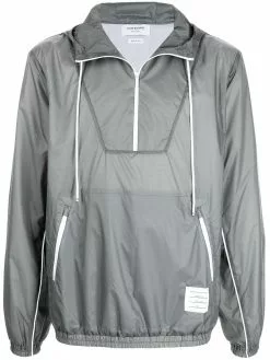 Thom Browne logo-patch zip-up hoodie