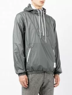 Thom Browne logo-patch zip-up hoodie