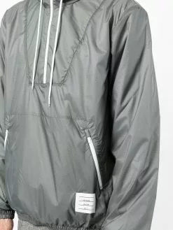 Thom Browne logo-patch zip-up hoodie