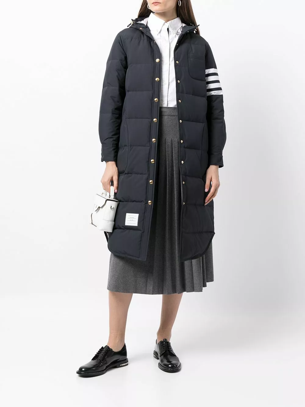 Thom Browne 4 Bar stripe padded coat down jackets of women 2 Thom Browne 4-Bar stripe padded coat