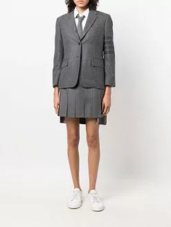 Thom Browne 4-Bar stripe cropped button-front blazer