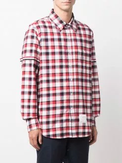Thom Browne check-print long-sleeve shirt