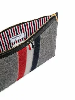 Thom Browne logo-print wool wash bag