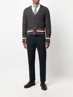 Thom Browne RWB stripe cable-knit cardigan