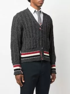 Thom Browne RWB stripe cable-knit cardigan