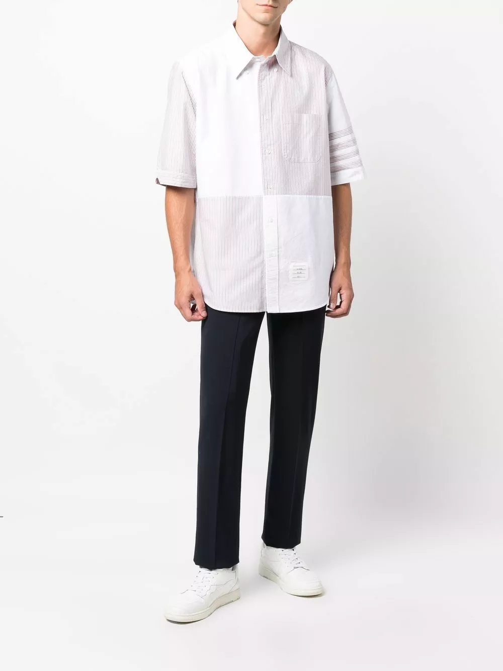 Thom Browne Panelled four bar shirt shirts of men 2 Thom Browne panelled four-bar shirt