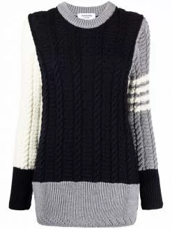 Thom Browne 4-bar stripe colour block knitted jumper